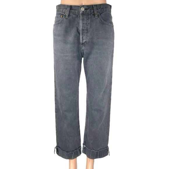 Re/Done 90s Loose Straight Women's Black Washed High Rise Denim Jeans Size 25 - Picture 1 of 5